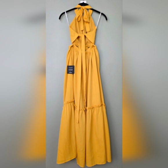 Lulus Island Vacay Marigold Yellow Cutout Tie-Back Halter Maxi Dress, Size XS - Picture 6 of 10